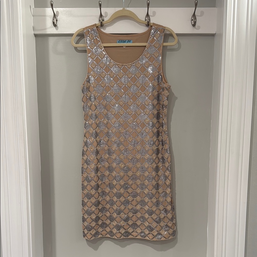 Embellished Sequin Shift Dress